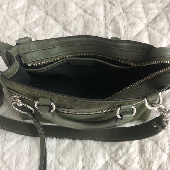 Rebecca Minkoff Olive Green Suede Leather Crossbody/Shoulder Handbag - Picture 11 of 12